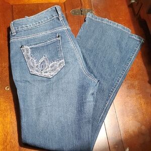 Code Bleu Dark Blue Embroidered Pocket Bootcut Jeans